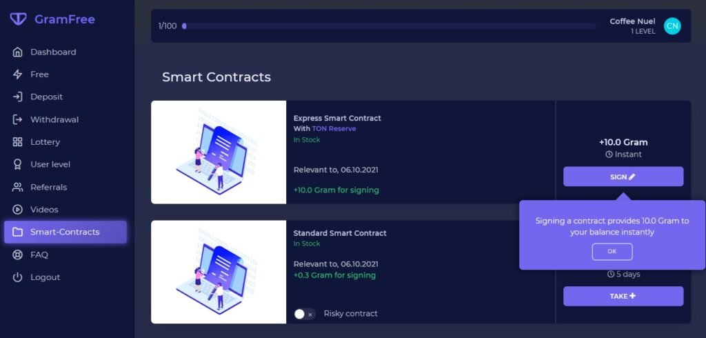 Gramfree Dashboard